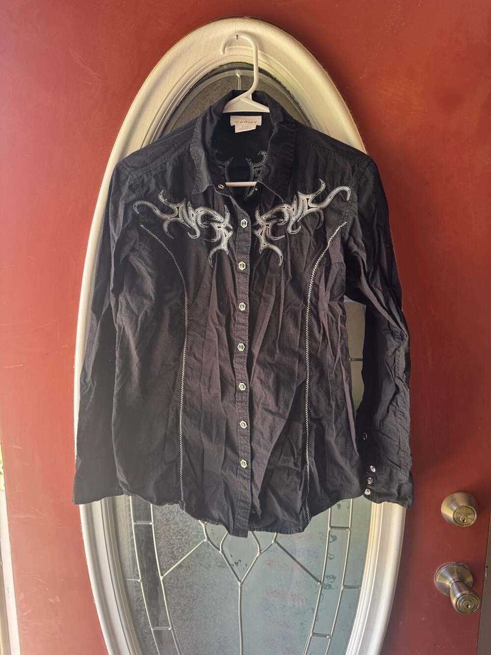 Ariat Women's Black Embroidered Western Snap Shirt Size Large